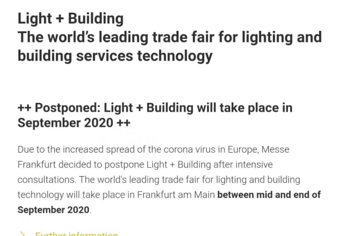 Aplazado: Luz + Edificio que se celebrará en septiembre de 2020